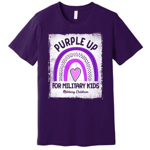 Purple Up For Military Kids Military Children Purple Rainbow Premium T-Shirt