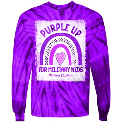 Purple Up For Military Kids Military Children Purple Rainbow Tie-Dye Long Sleeve Shirt
