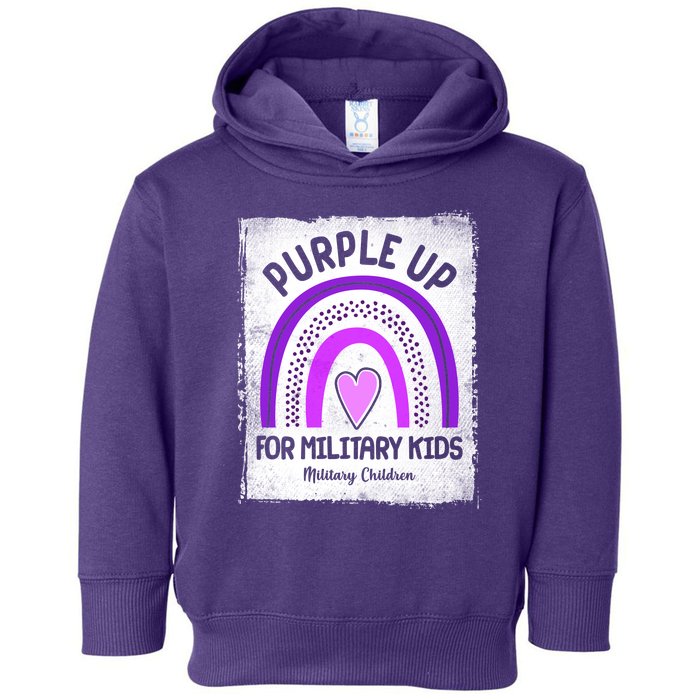 Purple Up For Military Kids Military Children Purple Rainbow Toddler Hoodie