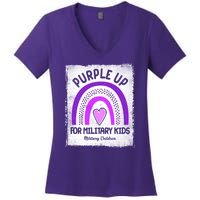 Purple Up For Military Kids Military Children Purple Rainbow Women's V-Neck T-Shirt