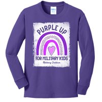 Purple Up For Military Kids Military Children Purple Rainbow Kids Long Sleeve Shirt