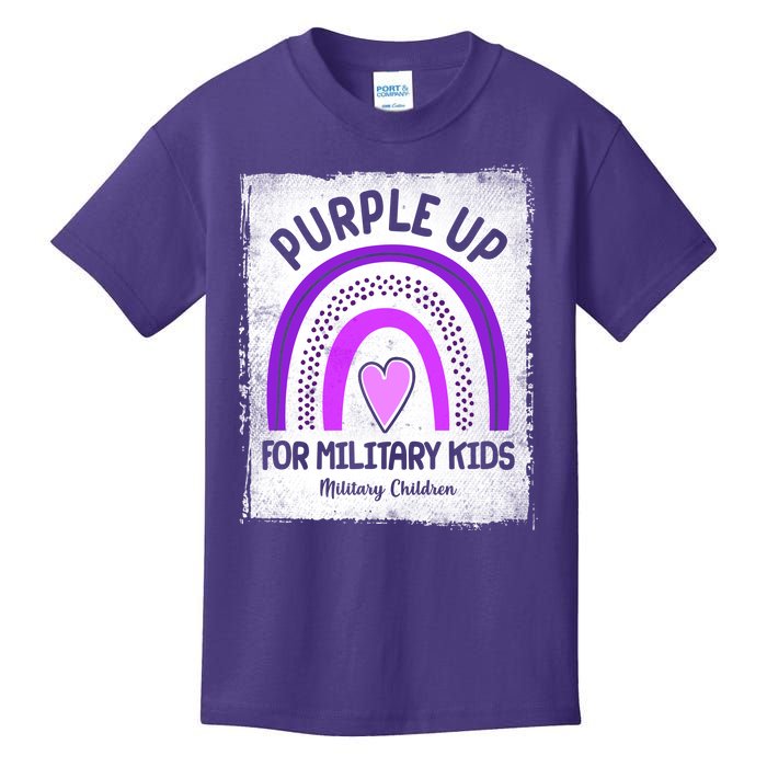 Purple Up For Military Kids Military Children Purple Rainbow Kids T-Shirt