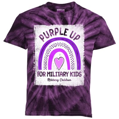 Purple Up For Military Kids Military Children Purple Rainbow Kids Tie-Dye T-Shirt