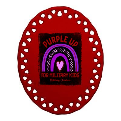 Purple Up For Military Kids Military Children Purple Rainbow Ceramic Oval Ornament