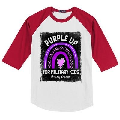 Purple Up For Military Kids Military Children Purple Rainbow Kids Colorblock Raglan Jersey