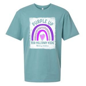 Purple Up For Military Kids Military Children Purple Rainbow Sueded Cloud Jersey T-Shirt