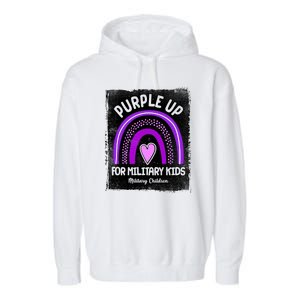 Purple Up For Military Kids Military Children Purple Rainbow Garment-Dyed Fleece Hoodie