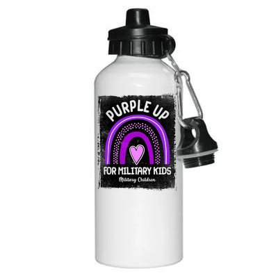 Purple Up For Military Kids Military Children Purple Rainbow Aluminum Water Bottle