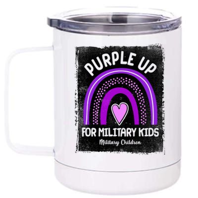 Purple Up For Military Kids Military Children Purple Rainbow 12 oz Stainless Steel Tumbler Cup