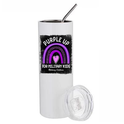 Purple Up For Military Kids Military Children Purple Rainbow Stainless Steel Tumbler