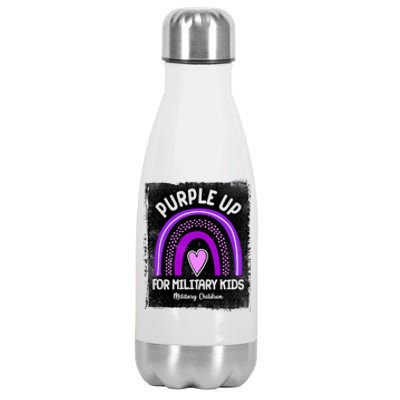 Purple Up For Military Kids Military Children Purple Rainbow Stainless Steel Insulated Water Bottle