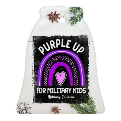 Purple Up For Military Kids Military Children Purple Rainbow Ceramic Bell Ornament