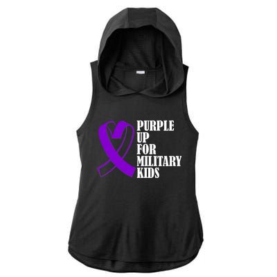 Purple Up For Military Kids Ribbon Ladies PosiCharge Tri-Blend Wicking Draft Hoodie Tank