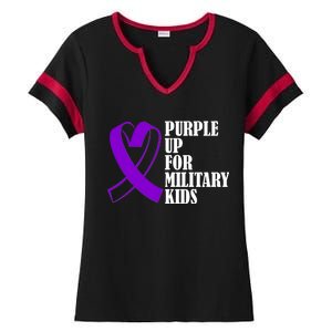 Purple Up For Military Kids Ribbon Ladies Halftime Notch Neck Tee