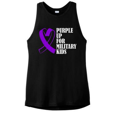 Purple Up For Military Kids Ribbon Ladies PosiCharge Tri-Blend Wicking Tank