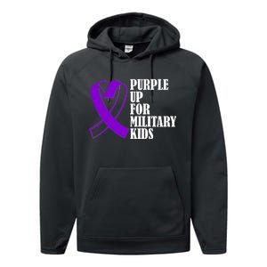 Purple Up For Military Kids Ribbon Performance Fleece Hoodie