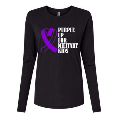 Purple Up For Military Kids Ribbon Womens Cotton Relaxed Long Sleeve T-Shirt