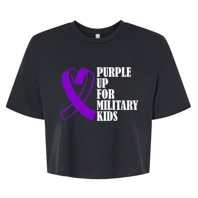 Purple Up For Military Kids Ribbon Bella+Canvas Jersey Crop Tee