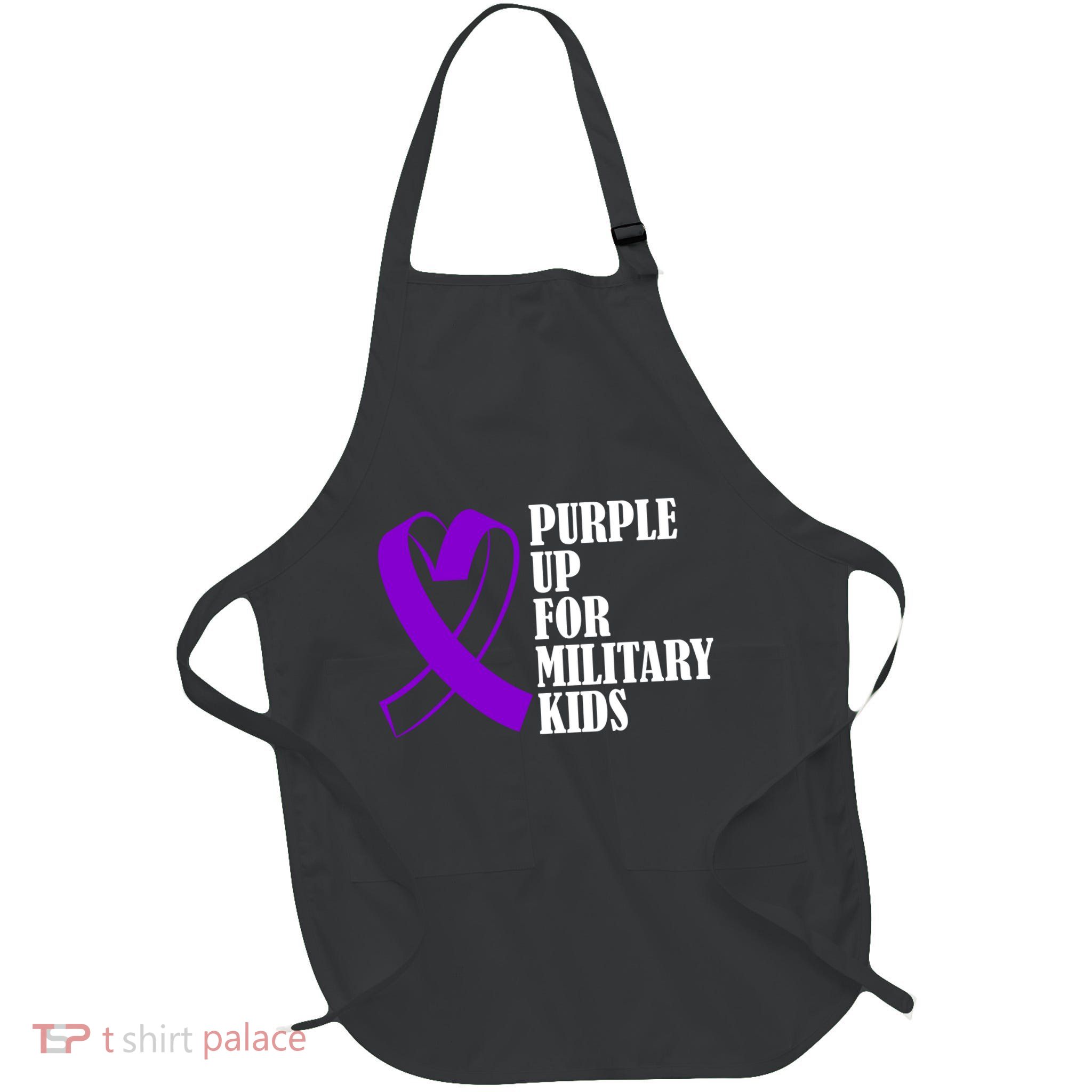 Purple Up For Military Kids Ribbon Full-Length Apron With Pockets