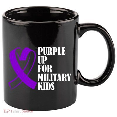 Purple Up For Military Kids Ribbon 11oz C Handle Ceramic Mug