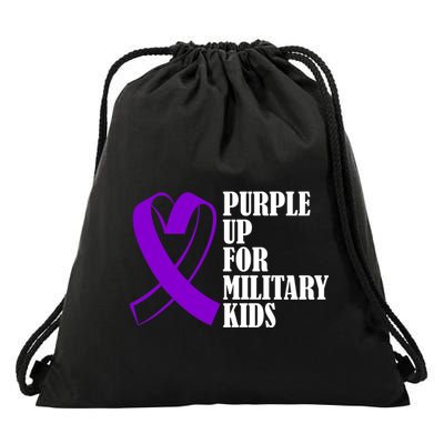 Purple Up For Military Kids Ribbon Drawstring Bag