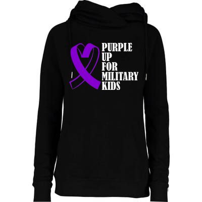 Purple Up For Military Kids Ribbon Womens Funnel Neck Pullover Hood