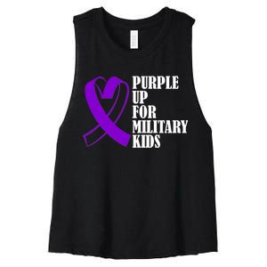 Purple Up For Military Kids Ribbon Women's Racerback Cropped Tank