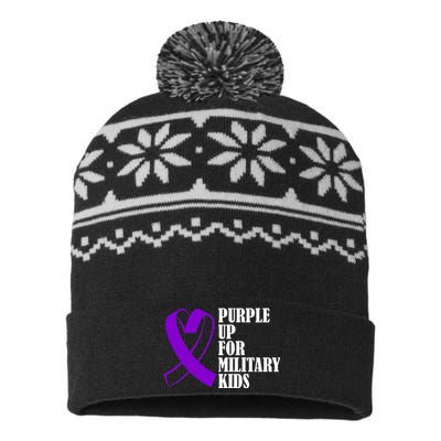 Purple Up For Military Kids Ribbon USA-Made Snowflake Beanie