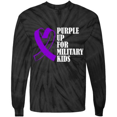 Purple Up For Military Kids Ribbon Tie-Dye Long Sleeve Shirt