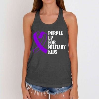 Purple Up For Military Kids Ribbon Women's Knotted Racerback Tank