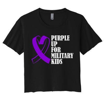 Purple Up For Military Kids Ribbon Women's Crop Top Tee