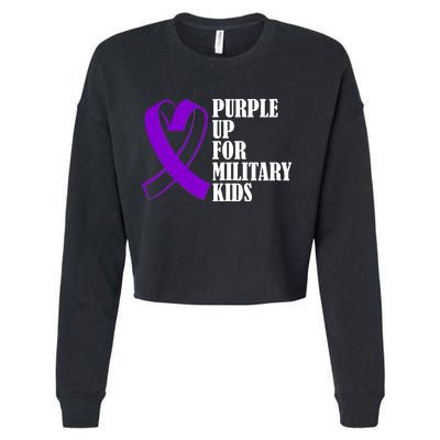 Purple Up For Military Kids Ribbon Cropped Pullover Crew