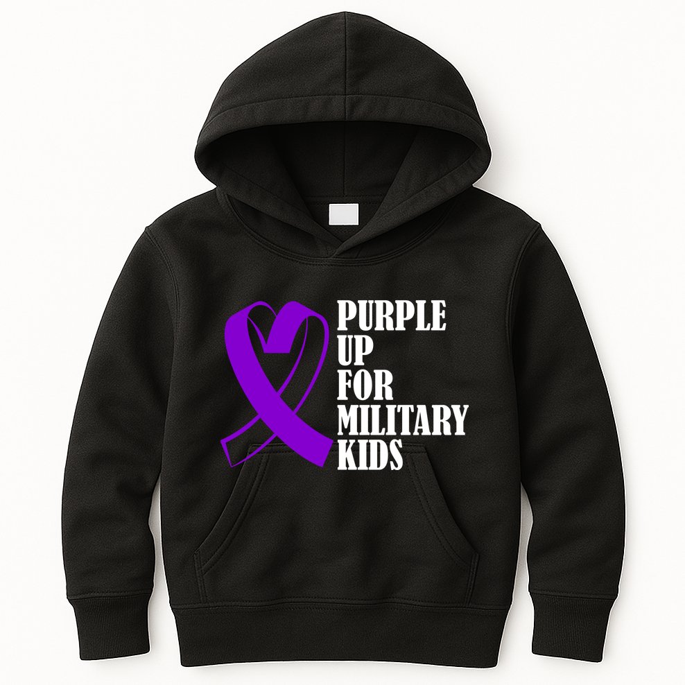 Purple Up For Military Kids Ribbon Kids Hoodie