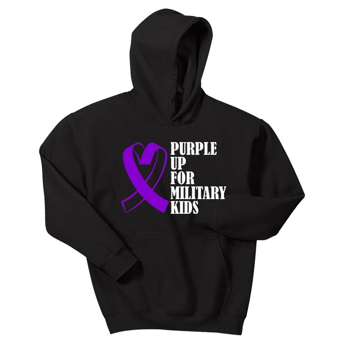 Purple Up For Military Kids Ribbon Kids Hoodie