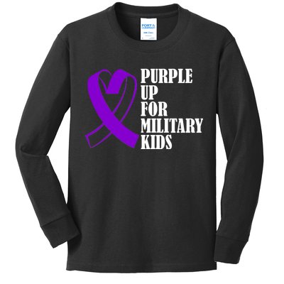 Purple Up For Military Kids Ribbon Kids Long Sleeve Shirt