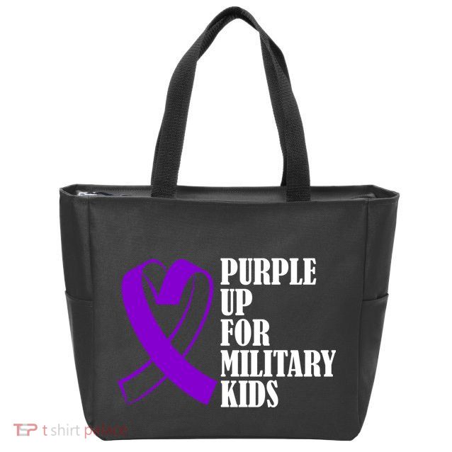 Purple Up For Military Kids Ribbon Zip Tote Bag