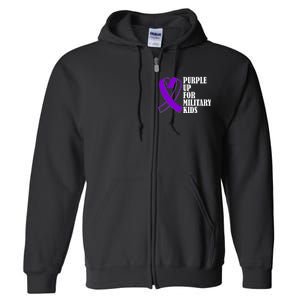 Purple Up For Military Kids Ribbon Full Zip Hoodie