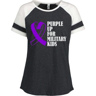 Purple Up For Military Kids Ribbon Enza Ladies Jersey Colorblock Tee