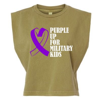 Purple Up For Military Kids Ribbon Garment-Dyed Women's Muscle Tee