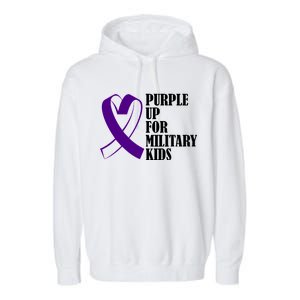 Purple Up For Military Kids Ribbon Garment-Dyed Fleece Hoodie