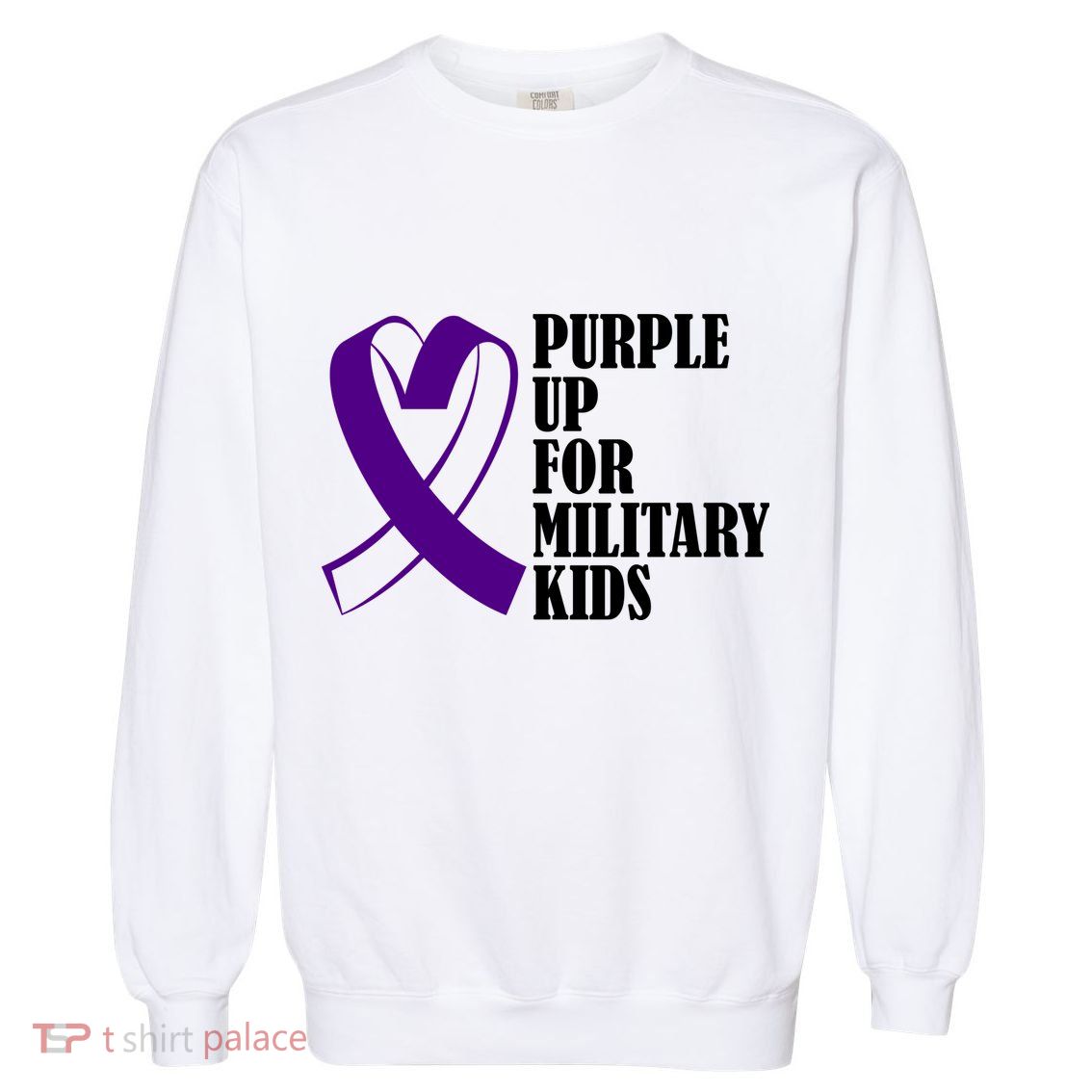 Purple Up For Military Kids Ribbon Garment-Dyed Sweatshirt