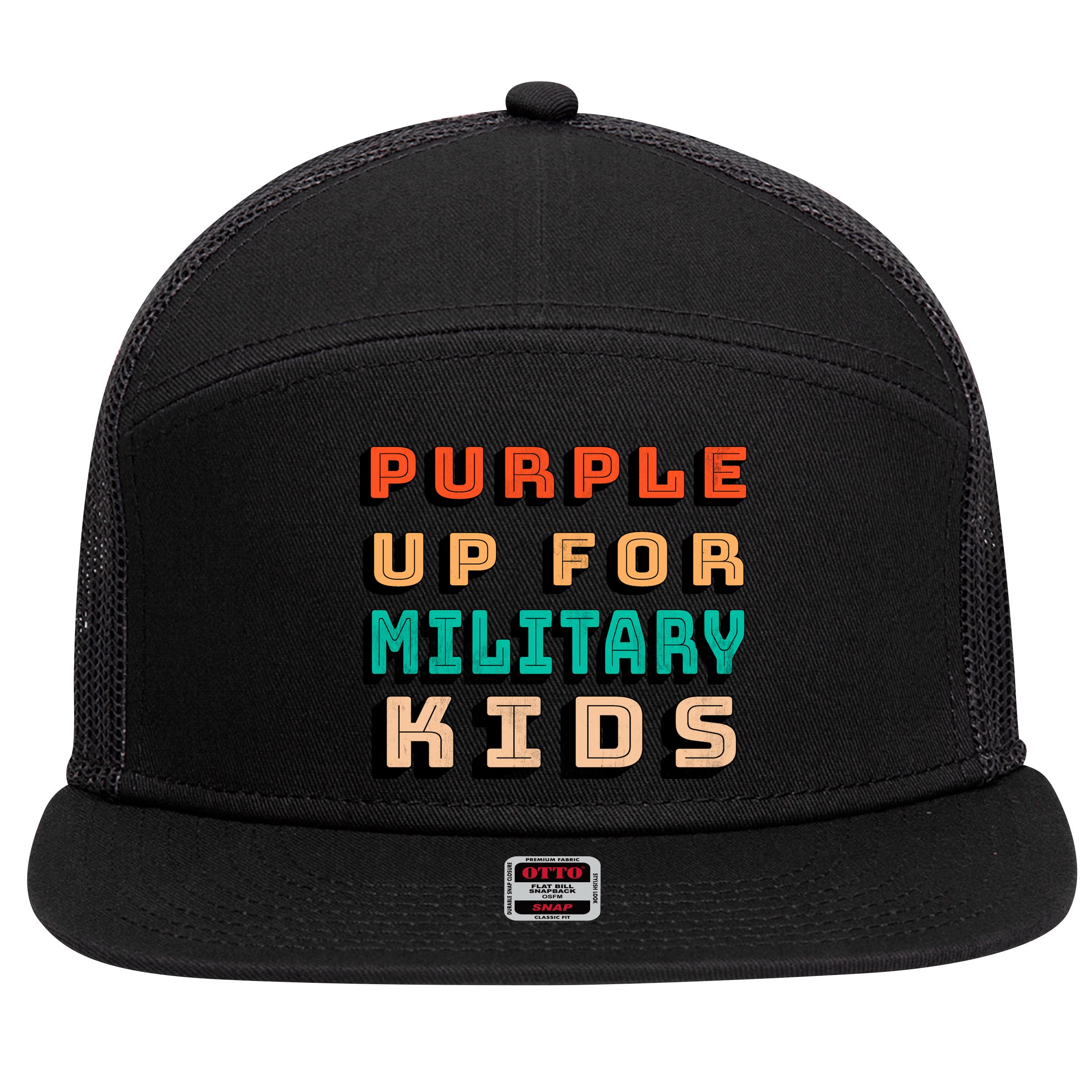 Purple Up For Military Kids Support 7 Panel Mesh Trucker Snapback Hat