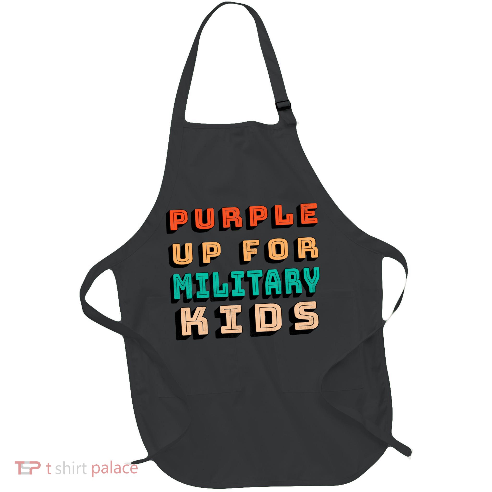 Purple Up For Military Kids Support Full-Length Apron With Pockets