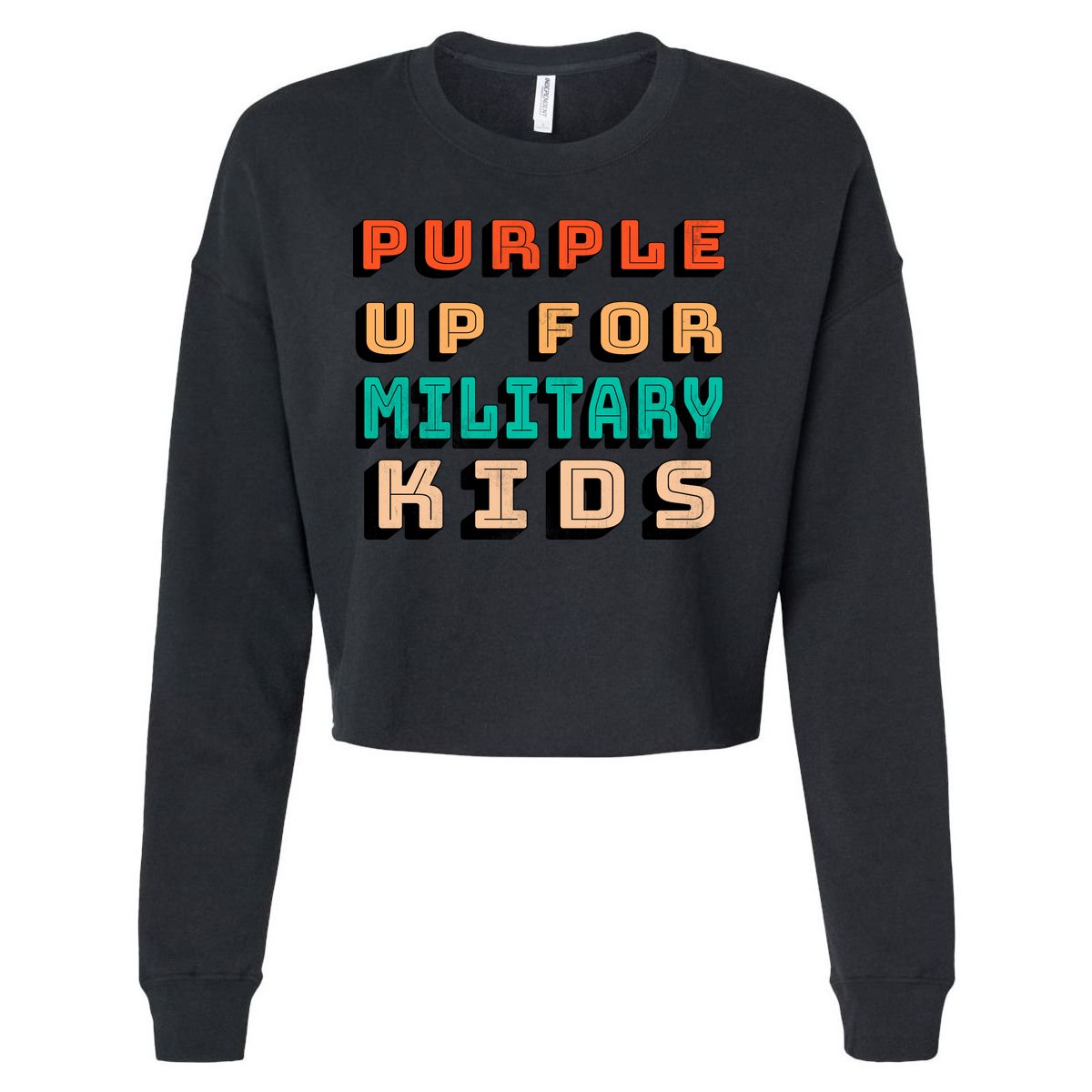 Purple Up For Military Kids Support Cropped Pullover Crew