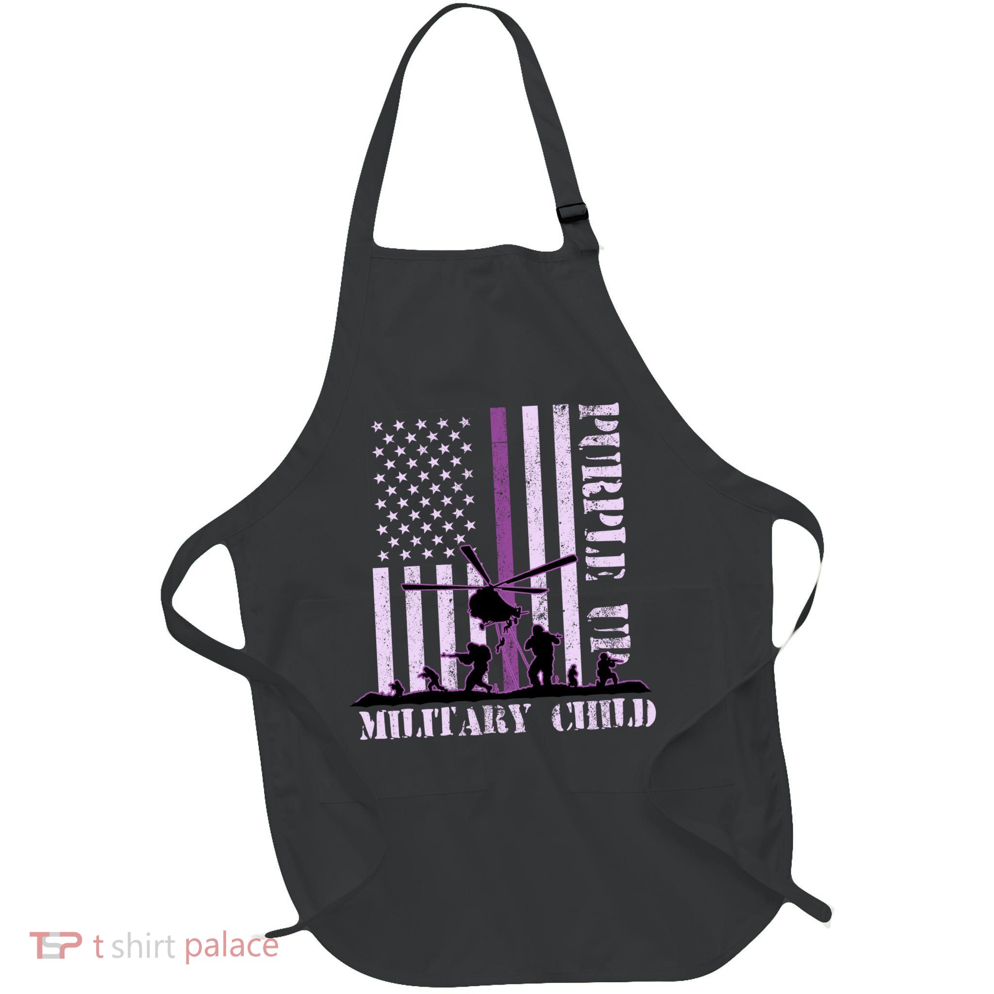 Purple Up Military Child Full-Length Apron With Pockets