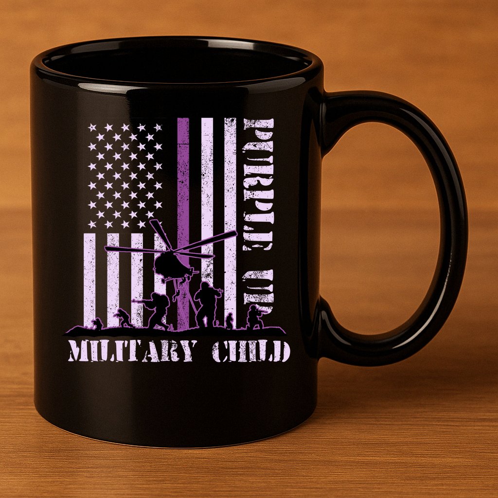 Purple Up Military Child 11oz C Handle Ceramic Mug