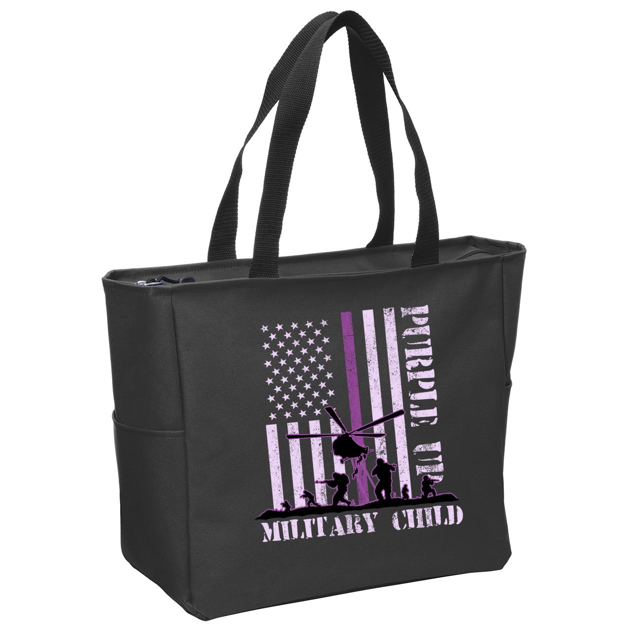 Purple Up Military Child Zip Tote Bag