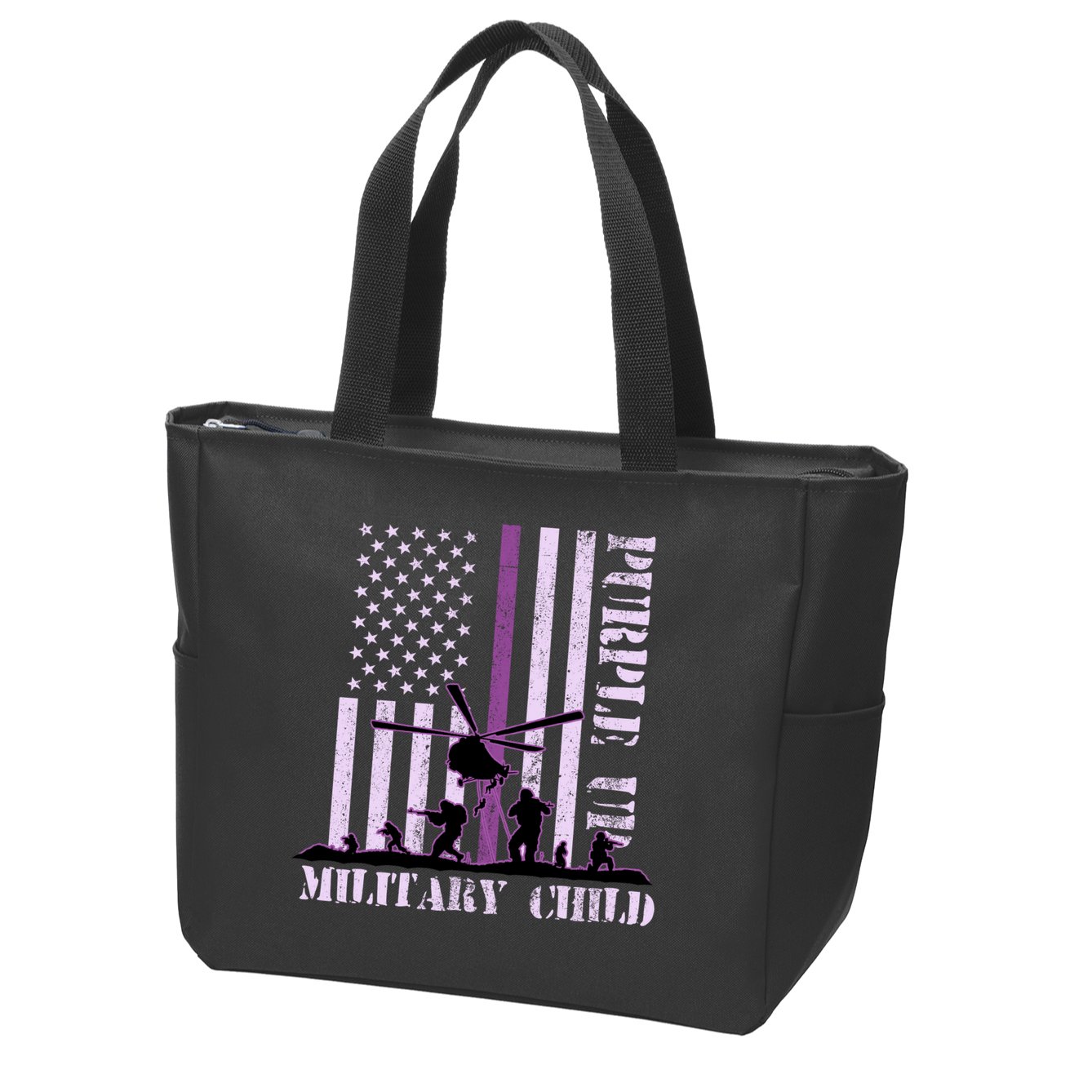 Purple Up Military Child Zip Tote Bag