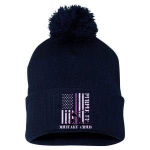 Purple Up Military Child Pom Pom 12in Knit Beanie