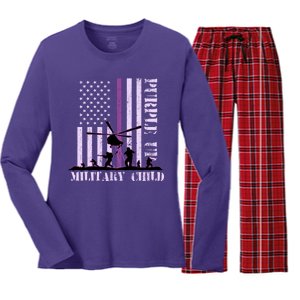 Purple Up Military Child Women's Long Sleeve Flannel Pajama Set 